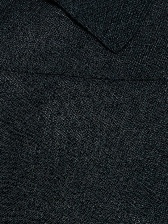 The Row: Reggie linen & viscose polo top - Petrol - men_4 | Luisa Via Roma