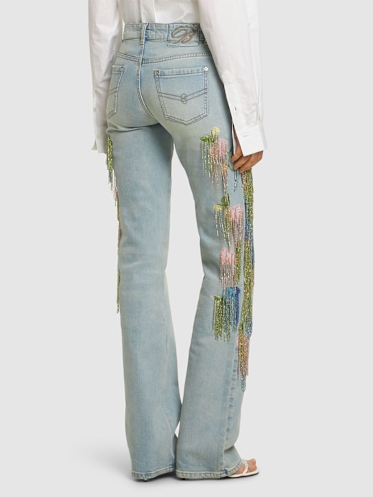 Blumarine: 刺绣低腰直筒牛仔裤 - 多色/蓝色 - women_2 | Luisa Via Roma
