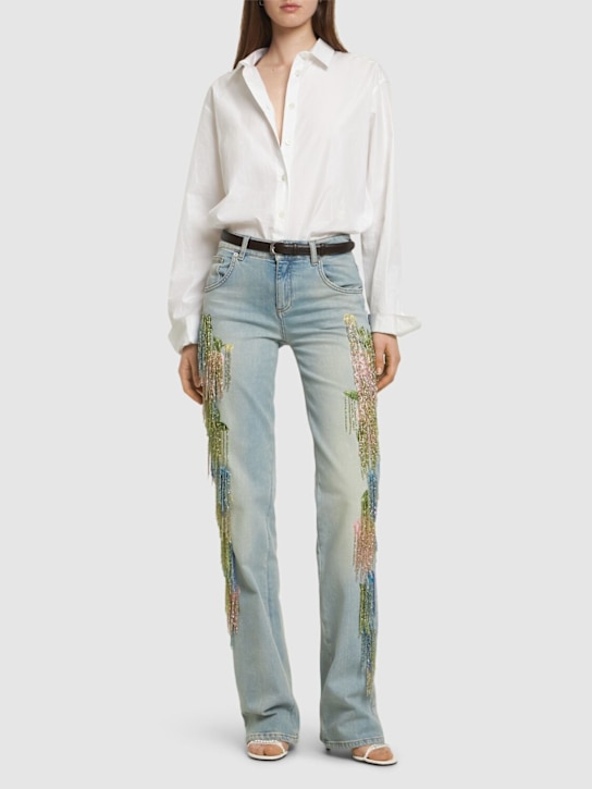 Blumarine: 刺绣低腰直筒牛仔裤 - 多色/蓝色 - women_1 | Luisa Via Roma