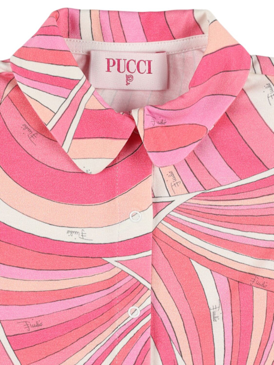 Pucci: Printed cotton jersey romper & dou dou - Pink/Beige - kids-girls_1 | Luisa Via Roma