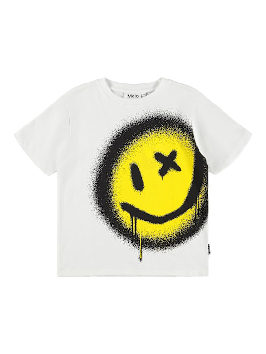 Molo: 印花棉质平纹针织T恤 - 白色 - kids-boys_0 | Luisa Via Roma