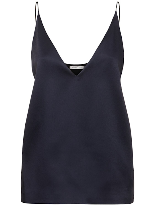 Carven: Satin camisole top - Navy - women_0 | Luisa Via Roma