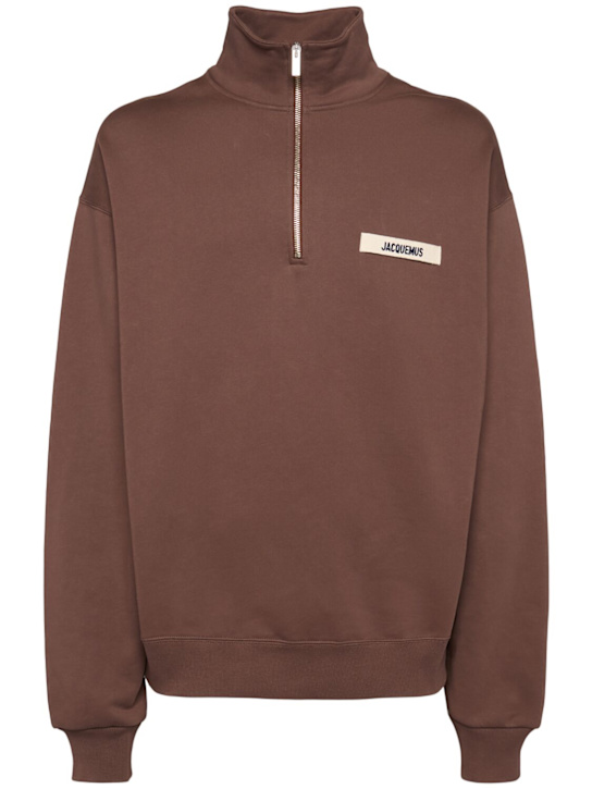 Jacquemus: Le Camionneur Gros Grain卫衣 - 深棕色 - men_0 | Luisa Via Roma