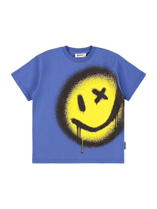 Molo: Printed cotton jersey t-shirt - ブルー - kids-boys_0 | Luisa Via Roma