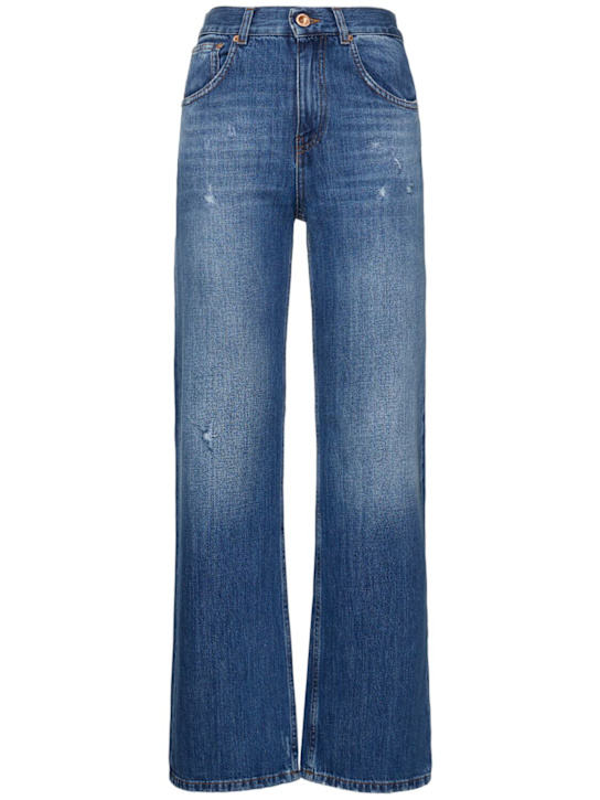ASPESI: Denim wide leg jeans - Blue - women_0 | Luisa Via Roma