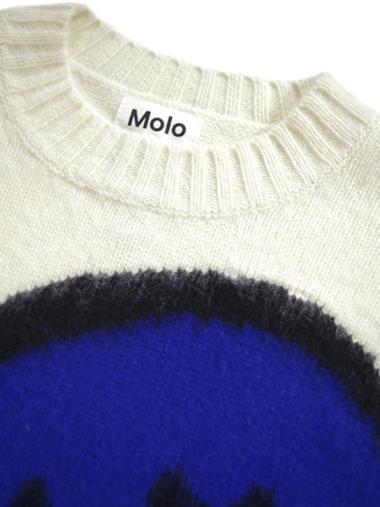 Molo: Wool knit sweater - ホワイト/ブルー - kids-boys_1 | Luisa Via Roma