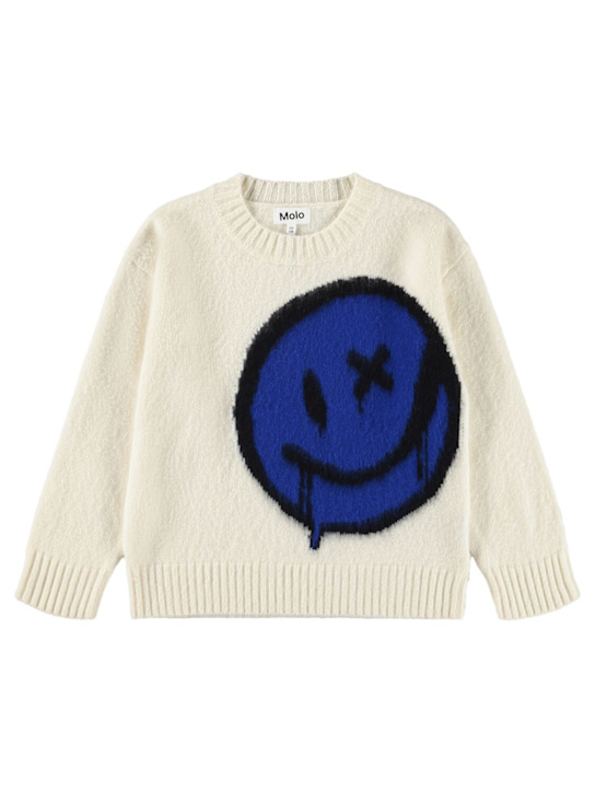 Molo: Wool knit sweater - ホワイト/ブルー - kids-boys_0 | Luisa Via Roma