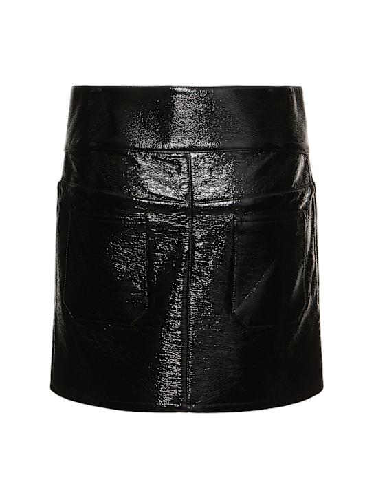 Courrèges: Belted vinyl mini skirt - Black - women_3 | Luisa Via Roma