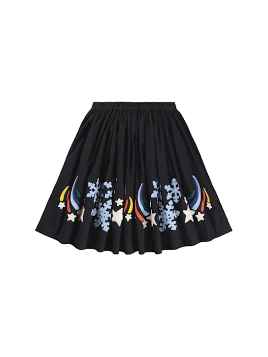 Molo: Embroidered organic cotton skirt - ブラック/マルチカラー - kids-girls_0 | Luisa Via Roma