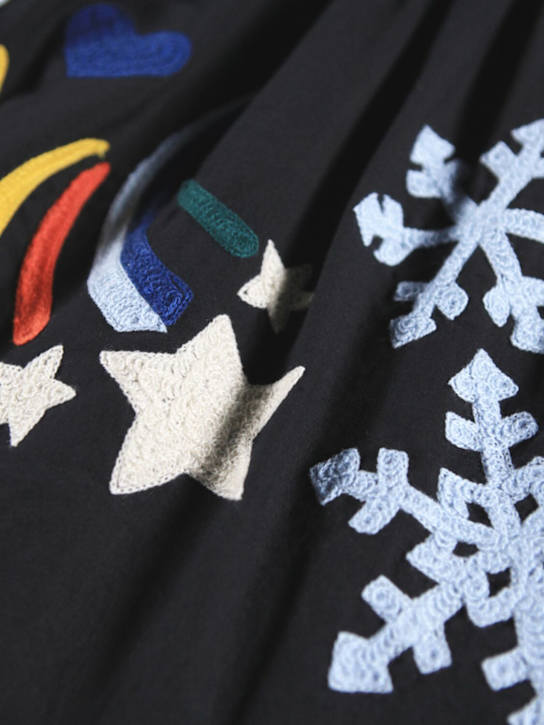 Molo: Embroidered organic cotton skirt - ブラック/マルチカラー - kids-girls_1 | Luisa Via Roma