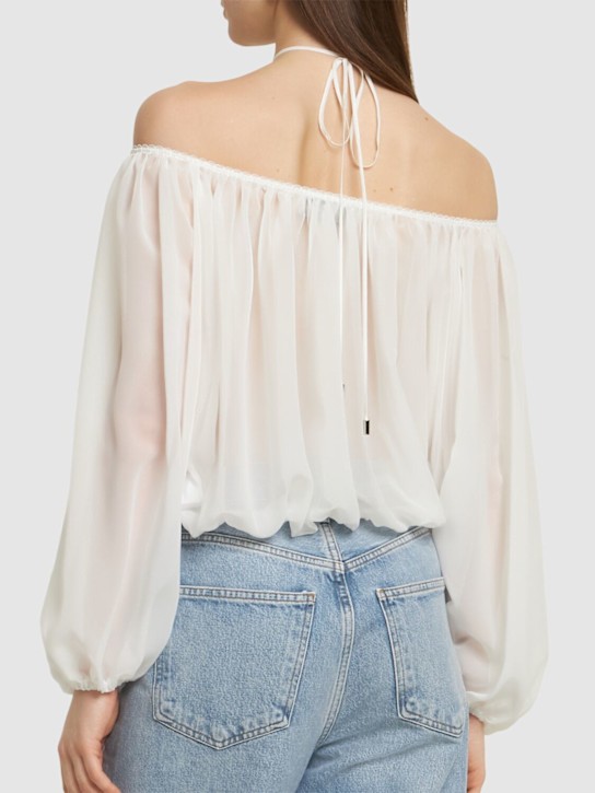 Blumarine: Georgette halter top - White - women_2 | Luisa Via Roma