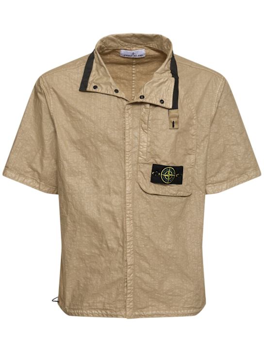 Stone Island: Short sleeve logo shirt - men_0 | Luisa Via Roma
