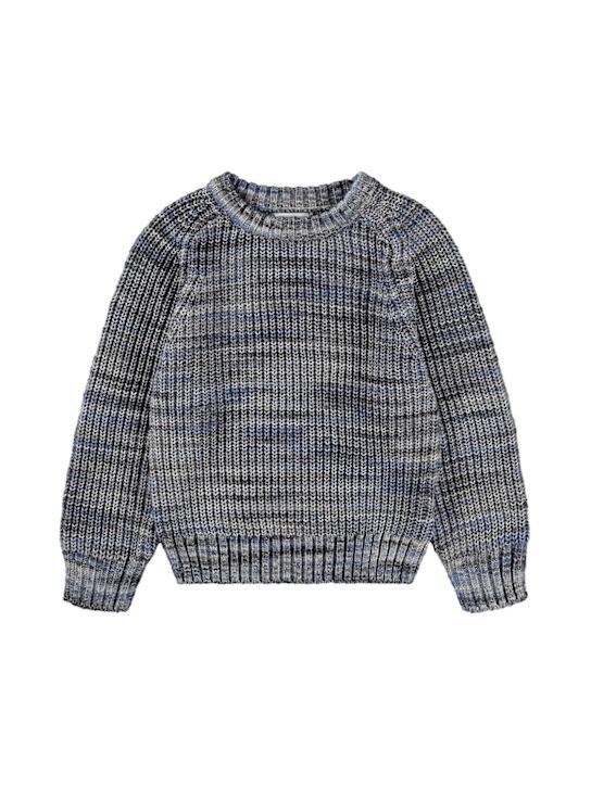 Molo: Cotton blend knit sweater - ブルー/グレー - kids-boys_0 | Luisa Via Roma