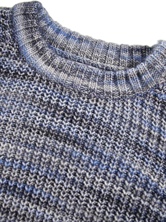 Molo: Cotton blend knit sweater - ブルー/グレー - kids-boys_1 | Luisa Via Roma