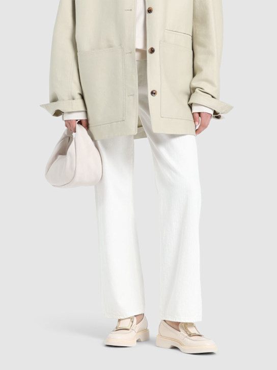 Roger Vivier: 25mm Viv Rangers leather loafers - Off White - women_1 | Luisa Via Roma