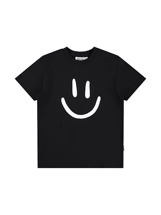 Molo: Printed organic cotton jersey t-shirt - Black - kids-boys_0 | Luisa Via Roma