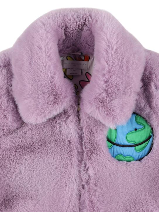 Stella McCartney Kids: Plush bomber jacket - ホワイト/パープル - kids-girls_1 | Luisa Via Roma