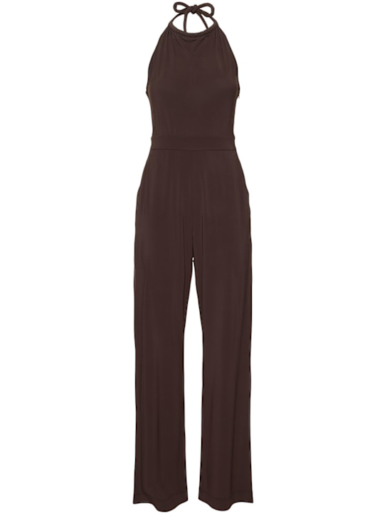 Max Mara: Tuta Parsec in crepe di misto viscosa - Marrone - women_0 | Luisa Via Roma