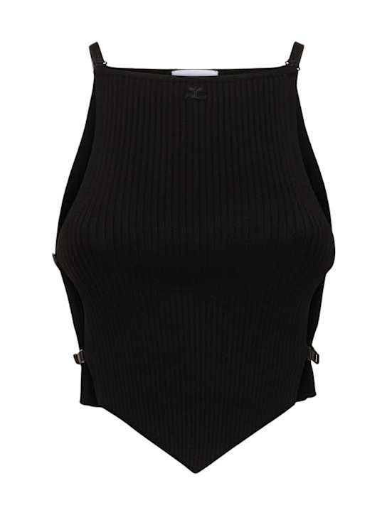 Courrèges: Opened pointy rib knit top - women_0 | Luisa Via Roma