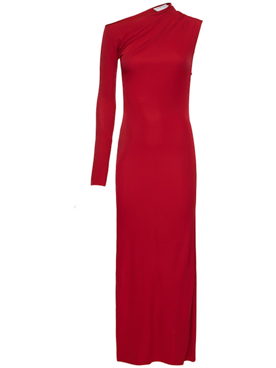 Courrèges: One shoulder crepe jersey long dress - women_0 | Luisa Via Roma