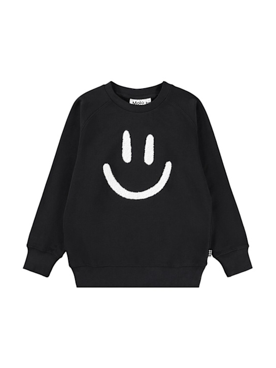 Molo: Smiley organic cotton sweatshirt - ブラック - kids-boys_0 | Luisa Via Roma