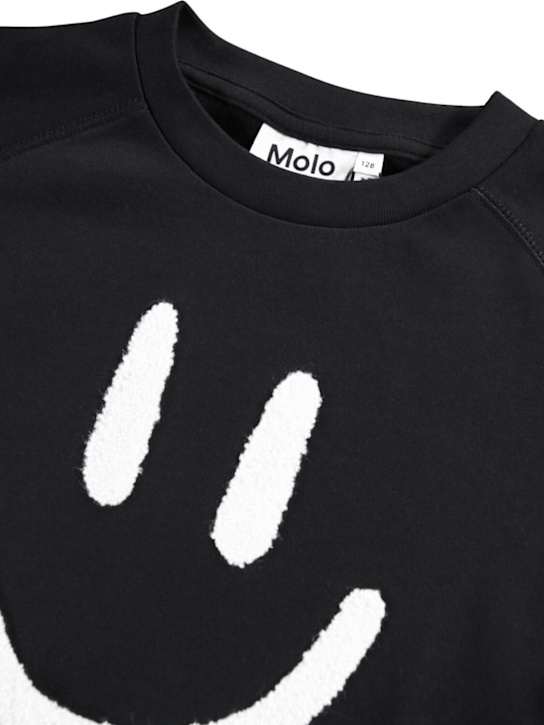 Molo: Smiley organic cotton sweatshirt - ブラック - kids-boys_1 | Luisa Via Roma