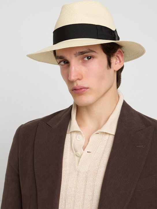 Borsalino: Amedeo宽檐巴拿马草帽 - 黑色 - men_1 | Luisa Via Roma