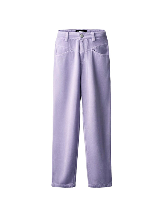 Molo: Cotton & viscose gabardine pants - ライラック - kids-girls_0 | Luisa Via Roma