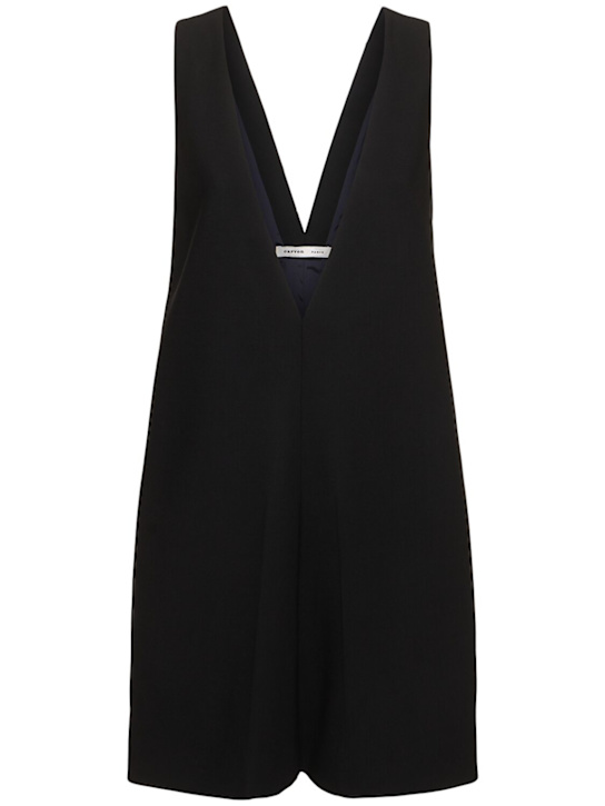 Carven: Vestito in misto lana / scollo a V - Navy - women_0 | Luisa Via Roma