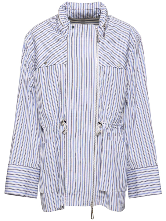Rabanne: Cotton poplin jacket w/hood - Blue/Multi - women_0 | Luisa Via Roma