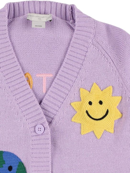 Stella McCartney Kids: Cotton & wool knit cardigan - ライラック - kids-girls_1 | Luisa Via Roma