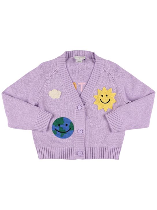 Stella McCartney Kids: Cotton & wool knit cardigan - ライラック - kids-girls_0 | Luisa Via Roma