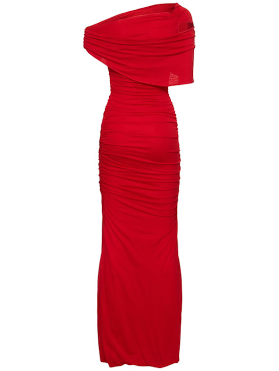 Blumarine: Jersey sablé dress - Red - women_3 | Luisa Via Roma