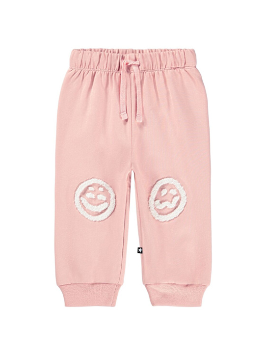 Molo: Printed stretch cotton sweatpants - ピンク - kids-girls_0 | Luisa Via Roma