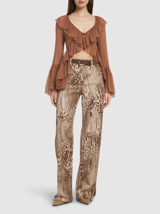 Blumarine: Sheer silk crepe shirt - women_1 | Luisa Via Roma