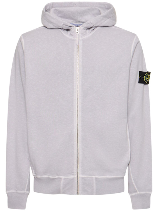 Stone Island: Sudadera de algodón con capucha - men_0 | Luisa Via Roma