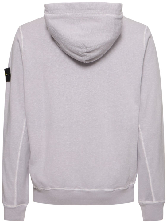 Stone Island: Cotton zip hoodie - Lilac - men_1 | Luisa Via Roma