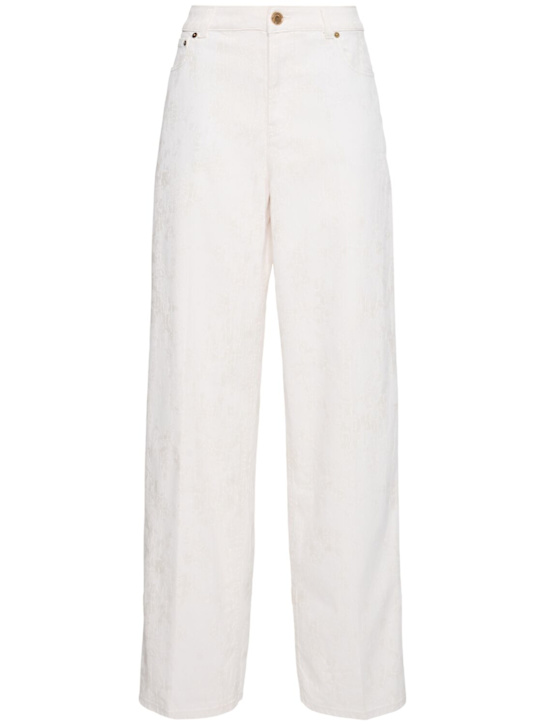 Stretch denim wide jeans