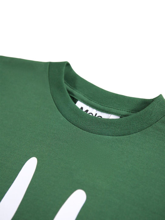 Molo: 프린트 오가닉 코튼 저지 티셔츠 - 그린 - kids-boys_1 | Luisa Via Roma