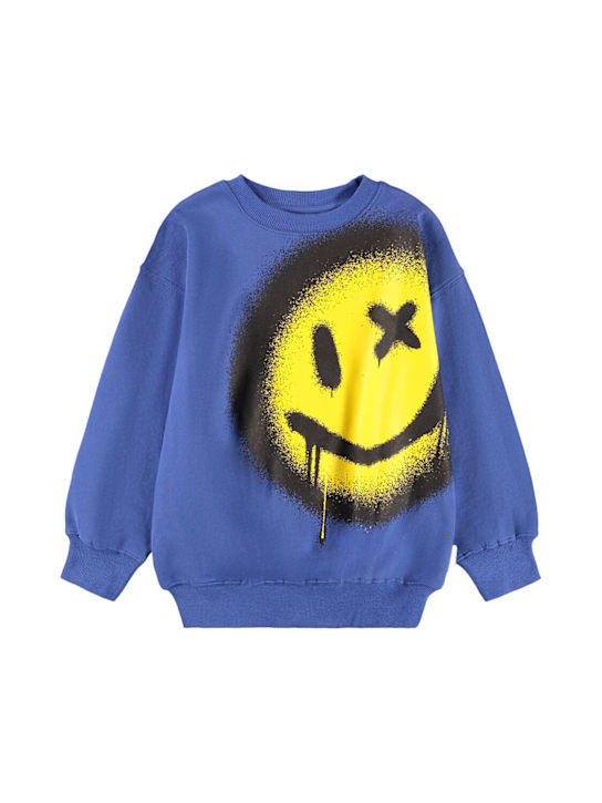 Molo: Printed organic cotton sweatshirt - ブルー - kids-boys_0 | Luisa Via Roma