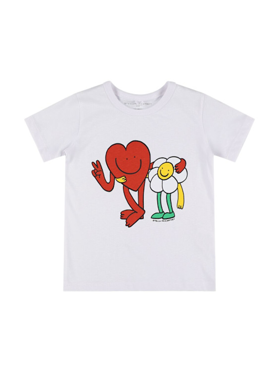 Stella McCartney Kids: Printed cotton jersey t-shirt - ホワイト - kids-girls_0 | Luisa Via Roma