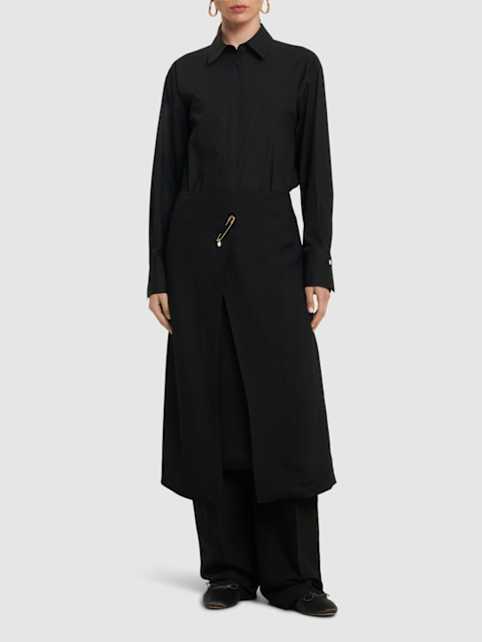 Carven: Viscose midi skirt w/pin - Black - women_1 | Luisa Via Roma