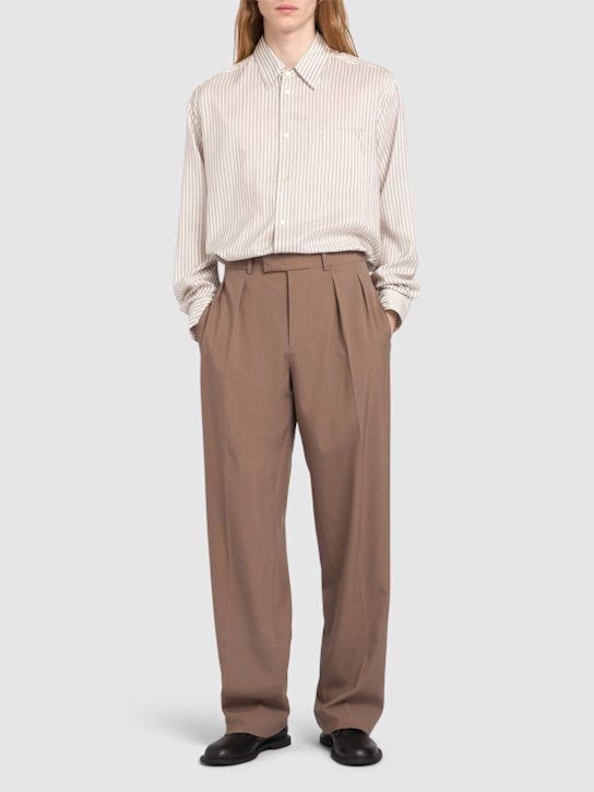 The Row: Feme striped silk shirt - White/Grey - men_1 | Luisa Via Roma