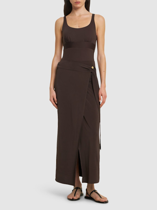 Max Mara: Pevera crepe midi skirt - women_1 | Luisa Via Roma