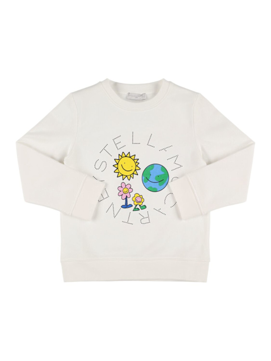 Stella McCartney Kids: Printed cotton sweatshirt - ホワイト - kids-girls_0 | Luisa Via Roma