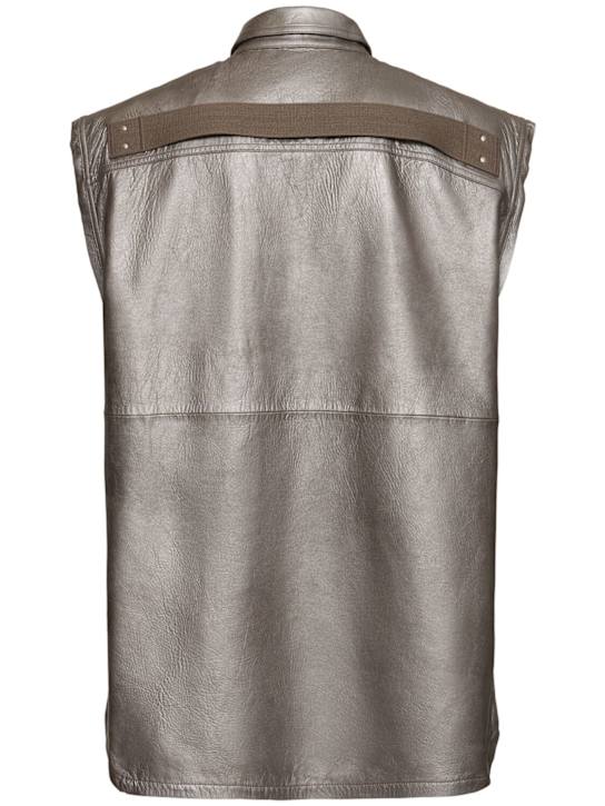 Rick Owens: Ärmellose Lederjacke „Jumbo“ - Metallfarben - men_3 | Luisa Via Roma