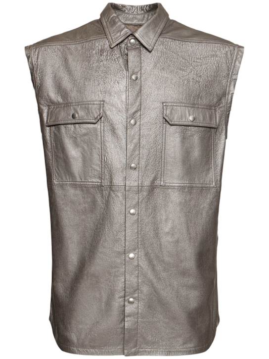Rick Owens: Ärmellose Lederjacke „Jumbo“ - Metallfarben - men_0 | Luisa Via Roma