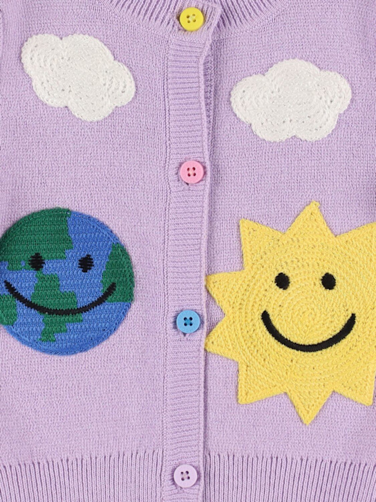 Stella McCartney Kids: Cotton & wool knit cardigan - ライラック - kids-girls_1 | Luisa Via Roma