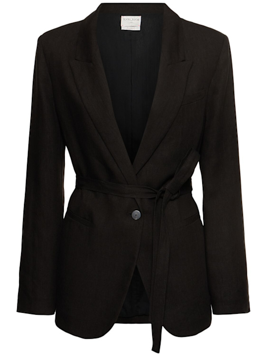 Forte_forte: Belted linen canvas jacket - women_0 | Luisa Via Roma