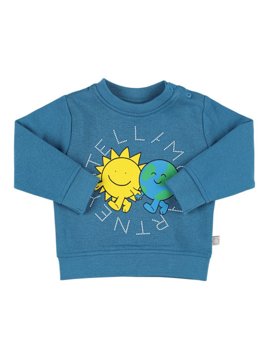 Stella McCartney Kids: Printed cotton sweatshirt - ブルー - kids-boys_0 | Luisa Via Roma